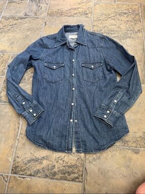 Nili Lotan Dark Blue Denim Button-Down Shirt